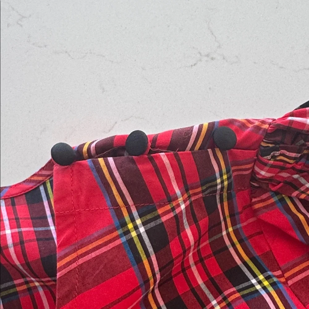 J. Crew Red Plaid Women's ruffle sleeve Blouse Size: M NWOT ✨